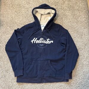 Y2K Vintage Hollister Womens Sherpa Lined Full Zip Hoodie Large Blue Bella Swan